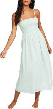 Billabong Baha Smocked Floral Midi Sundress