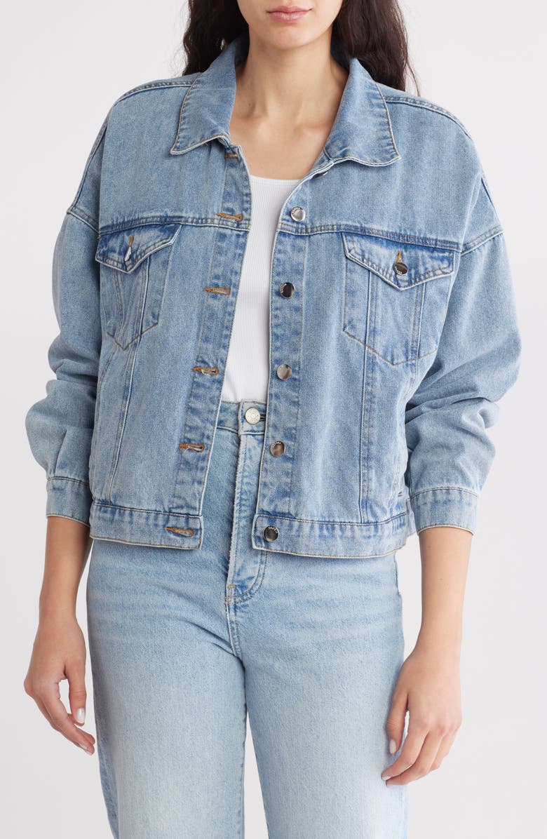 Vigoss Bow Denim Jacket, Main, color, 