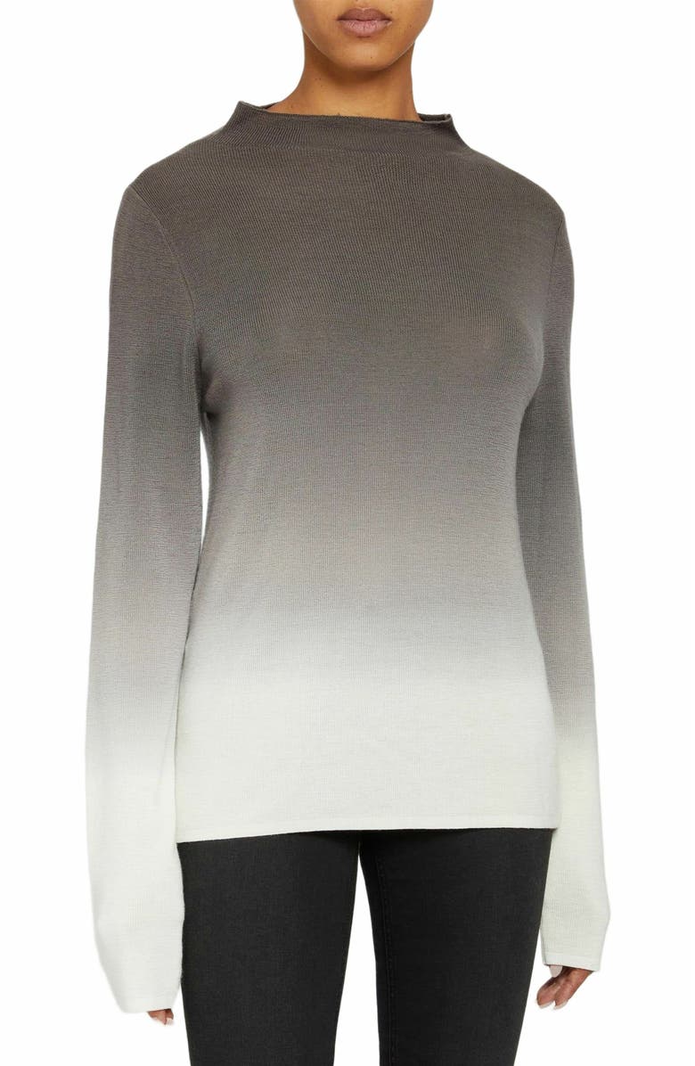 Santorelli Coletta Long Sleeve Mock Neck Degrade Ombre Merino Wool Sweater, Main, color, 