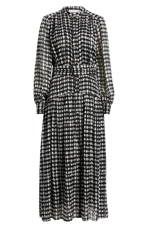 Shop Elie Tahari The Rue Dot Print Long Sleeve Dress In Noir/sky White