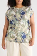 T Tahari Cuff Short Sleeve Ruched T-Shirt