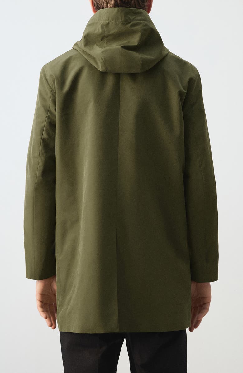 MANGO Water Repellent Parka with Removable Hood, Alternate, color, Olive Green
