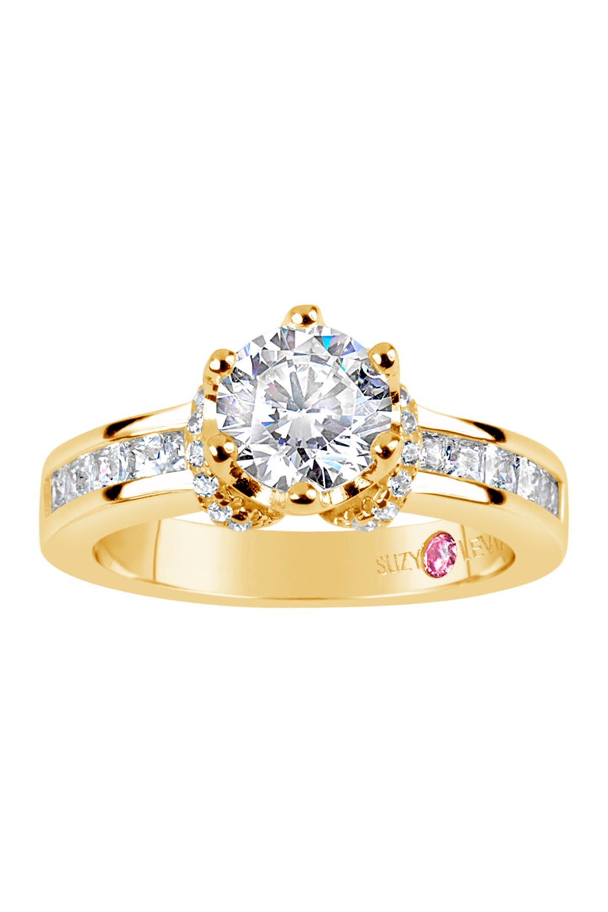 SUZY LEVIAN Gold Plated Sterling Silver CZ Bridal Ring