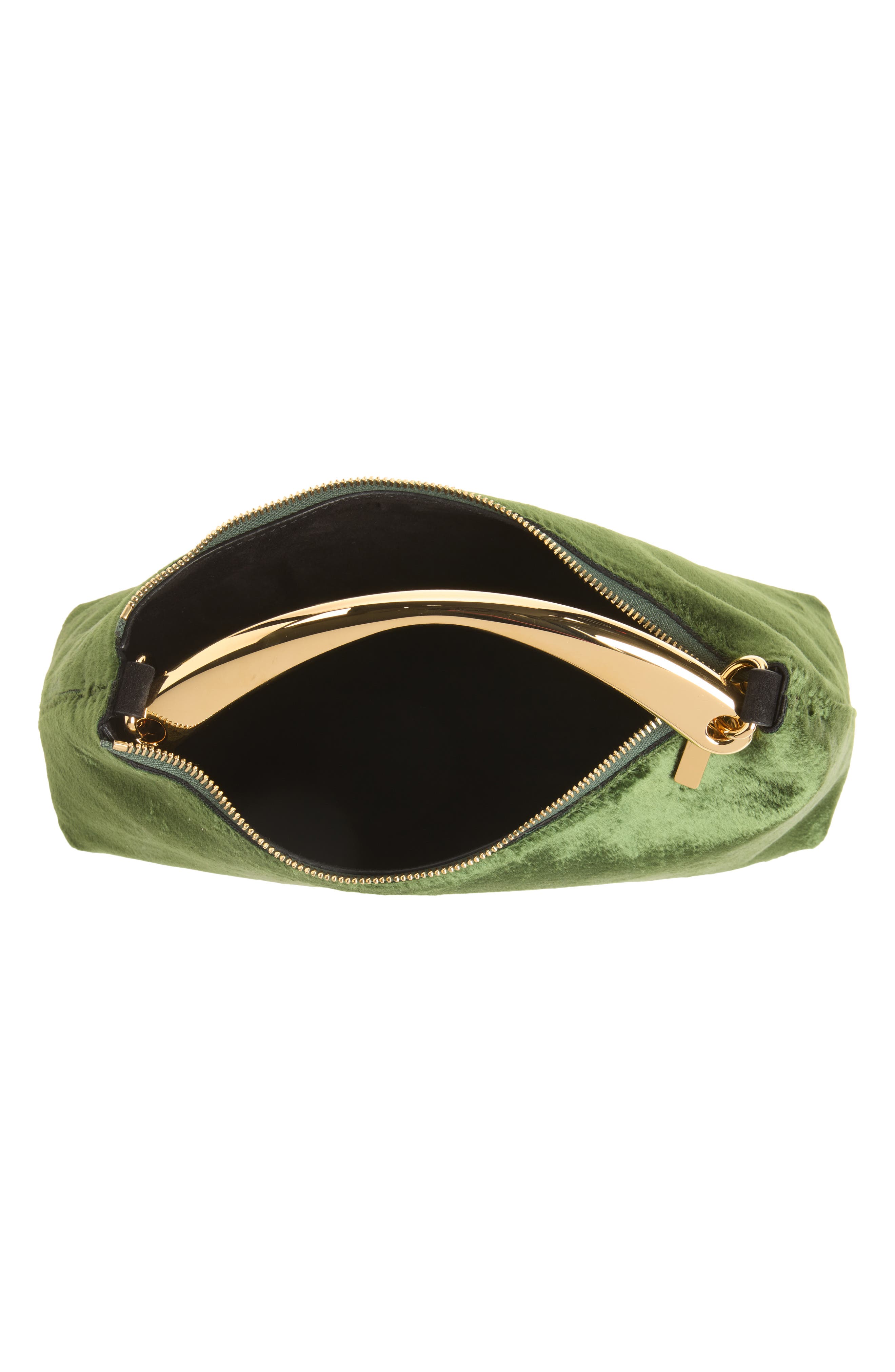 Rhea Metal Handle Velvet Hobo Bag, Alternate, color, OLIVE