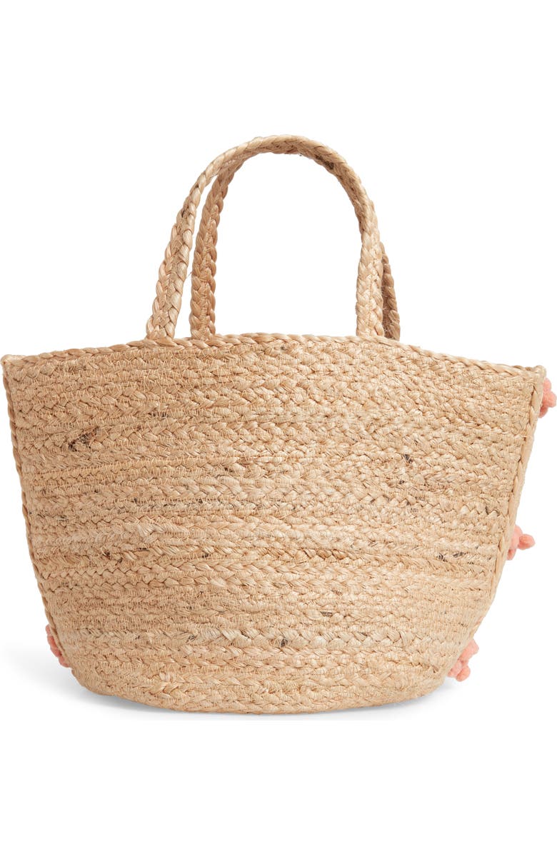 Shiraleah Aubrey Small Pompom Jute Tote, Alternate, color,
