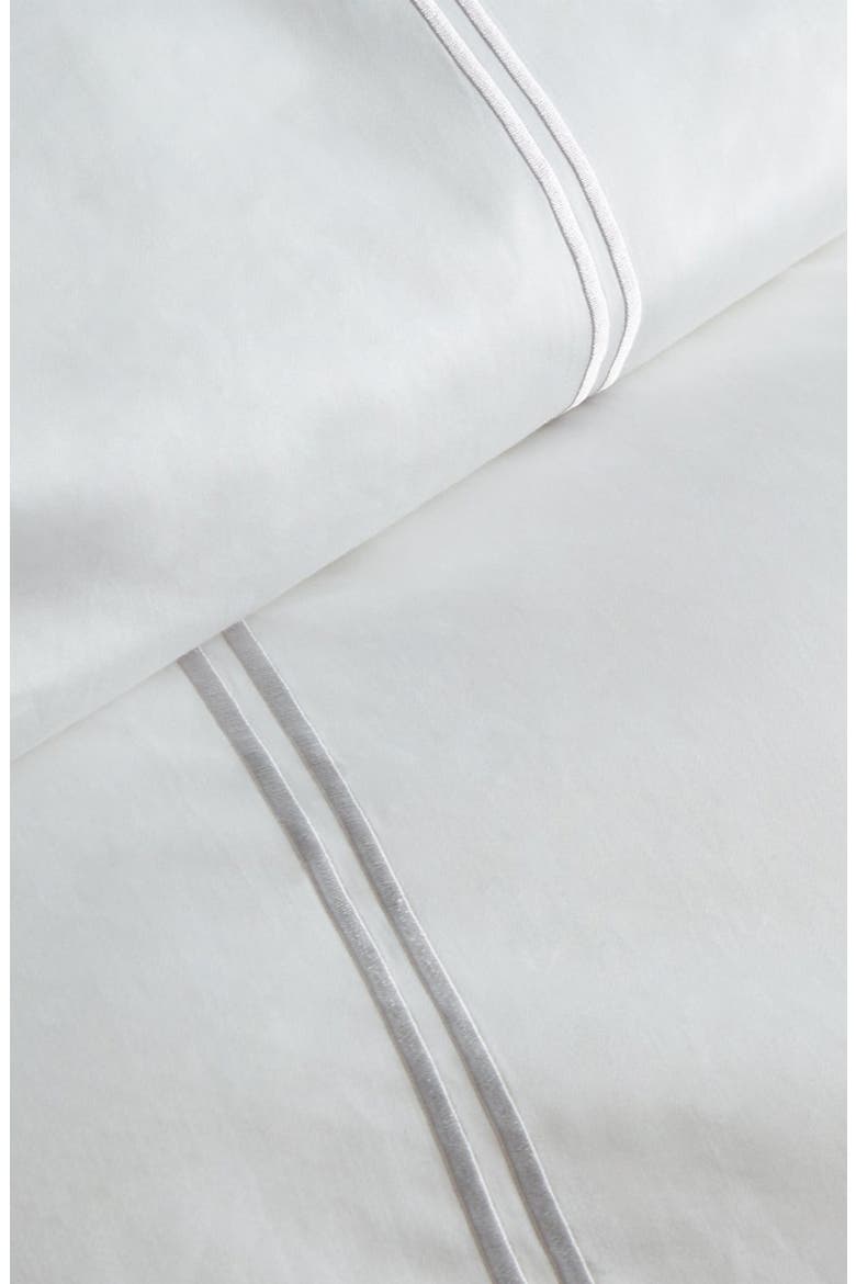 Dual Stripe Embroidered 600 Thread Count Cotton Duvet Set, Alternate, color, CHARCOAL GREY