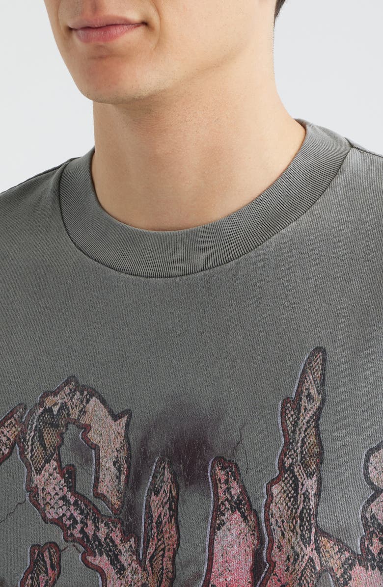 Ksubi Knotted Ekcess Oversize Graphic T-Shirt, Alternate, color, Charcoal