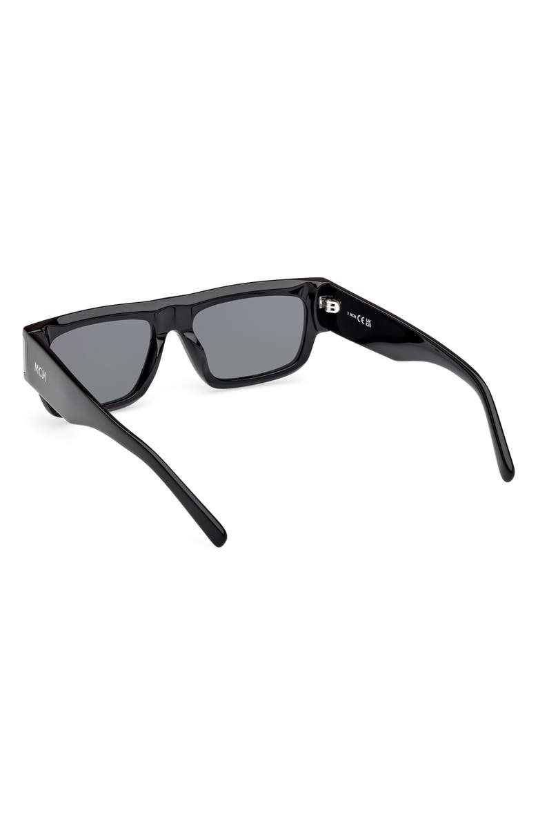 MCM 54mm Polarized Rectangular Sunglasses, Alternate, color, Shiny Black / Smoke