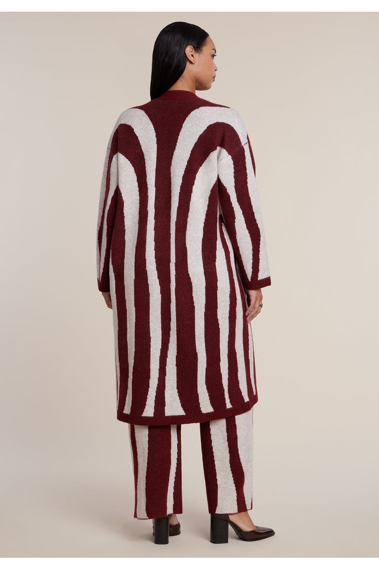 Intarsia Sweater Duster (plus), Alternate, color, MERLOT SPILLS