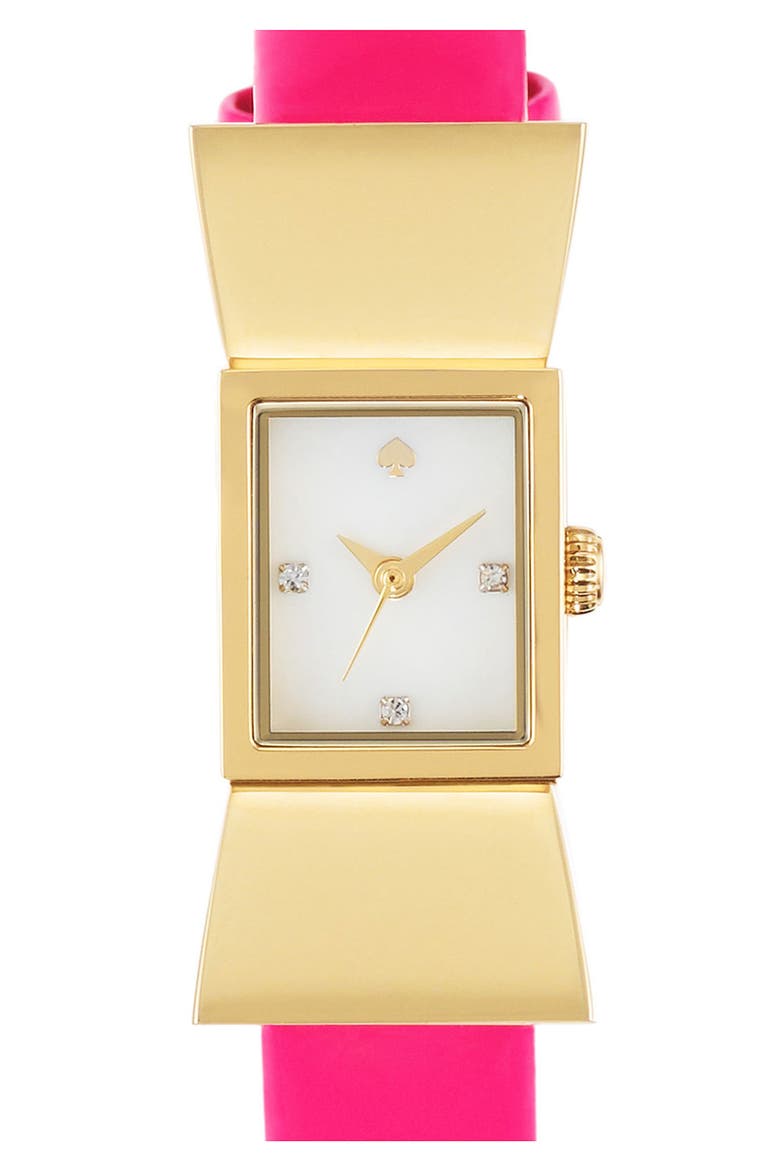 square leather strap watch, 18mm x 39mm, Main, color, PINK/ GOLD