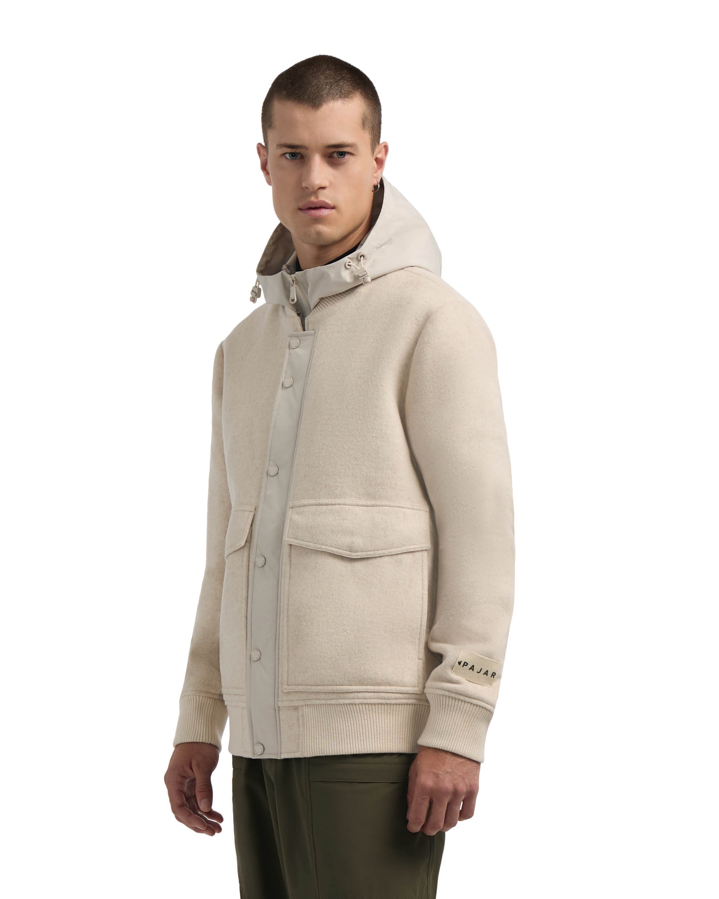 Hader Wool Blend Bomber Jacket with Removable Hooded Bib - image 4