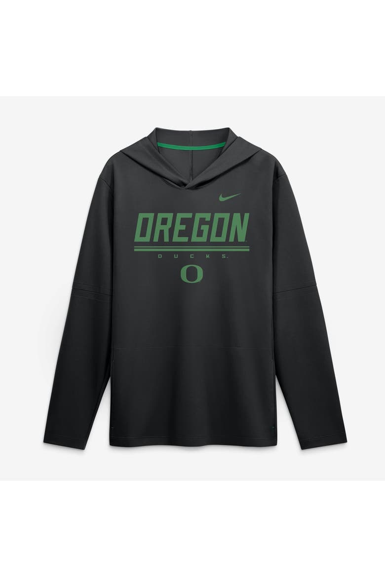 Men's Nike Black Oregon Ducks 2026 Sideline Lightweight Long Sleeve Hooded Dri-FIT Top, Main, color, Black