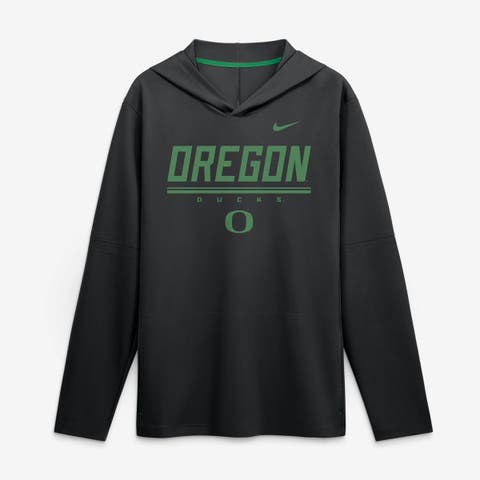 Men's Nike Black Oregon Ducks 2026 Sideline Lightweight Long Sleeve Hooded Dri-FIT Top