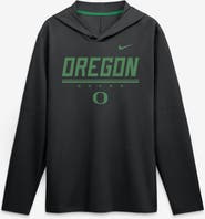 Nike Men's Nike Black Oregon Ducks 2026 Sideline Lightweight Long Sleeve Hooded Dri-FIT Top