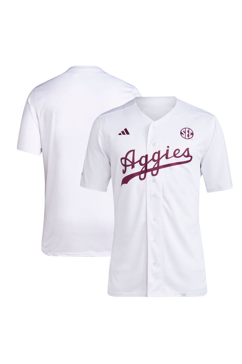 Men's adidas White Texas A&M Aggies Team Baseball Jersey, Main, color, White