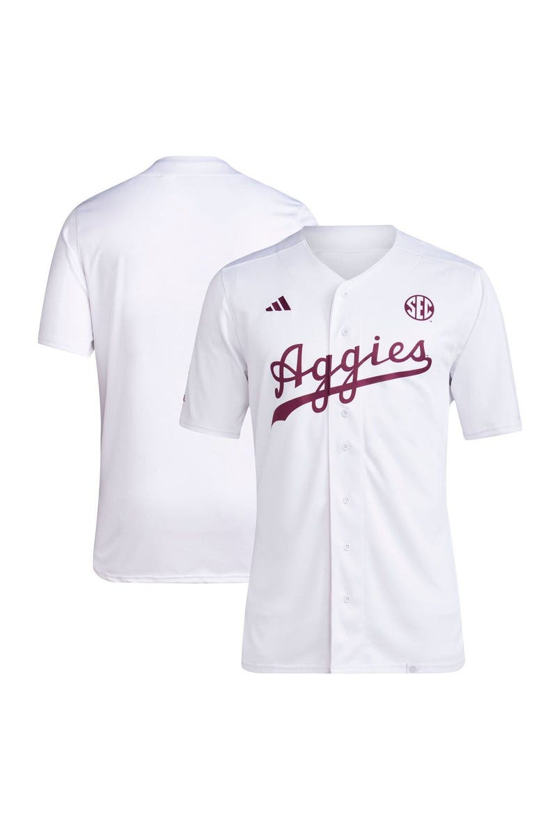 adidas Men's adidas White Texas A&M Aggies Team Baseball Jersey, Main, color, 