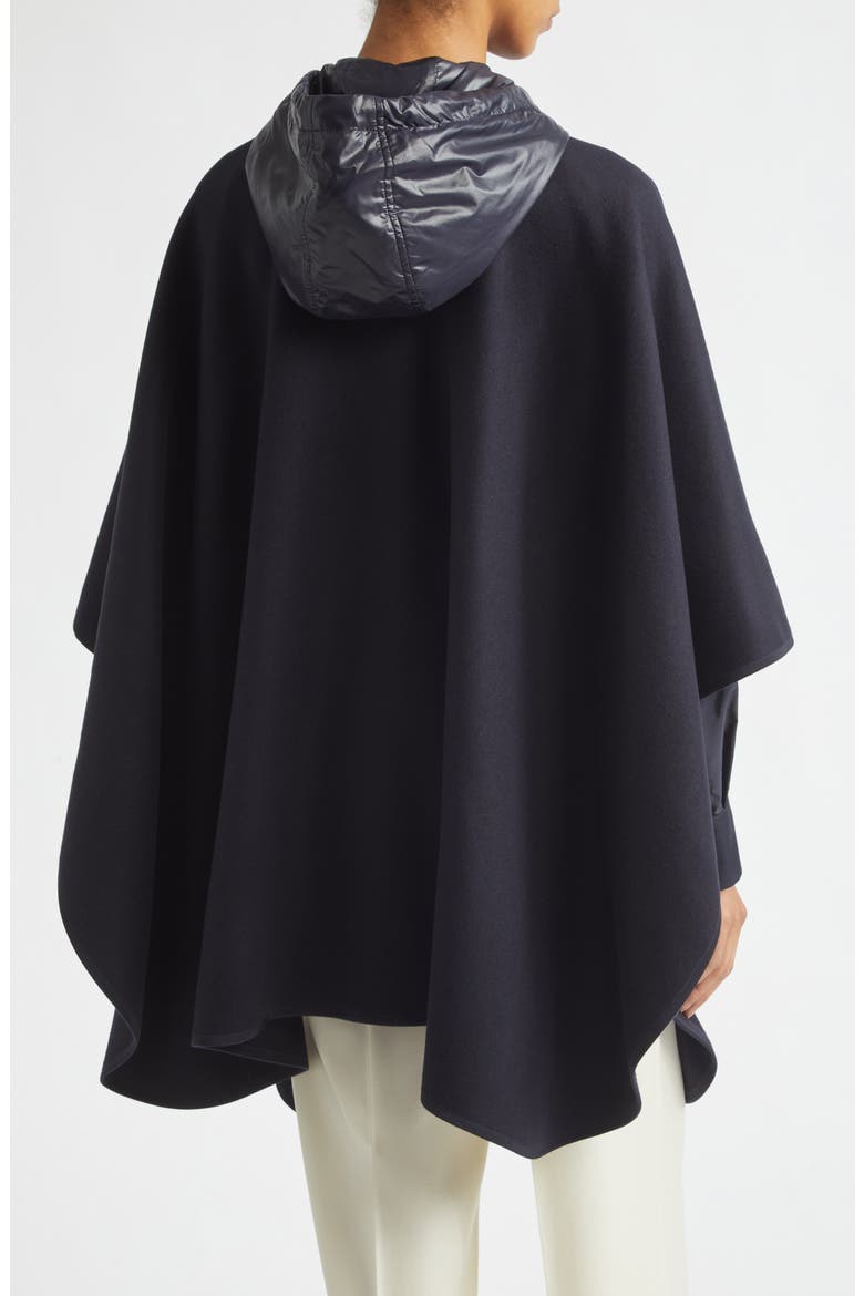 Zip Padded Wool Blend Hooded Cape, Alternate, color, BLUE