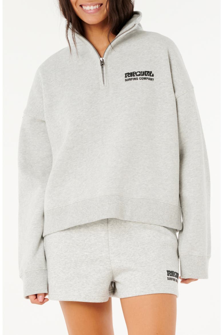 Surf Puff Logo Quarter Zip Sweatshirt, Main, color, GREY MARLE