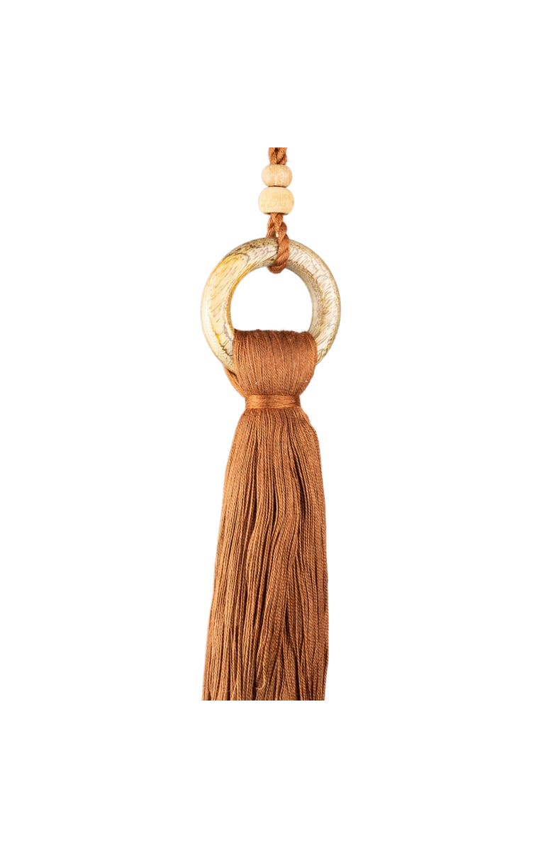 Foreside Home and Garden Hoop Top Orange Tassel Cotton & Wood, Main, color, Orange