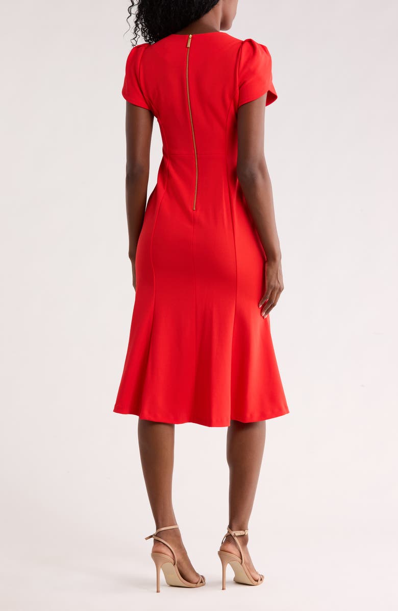 Calvin Klein Tulip Sleeve Midi Dress, Alternate, color, Tango