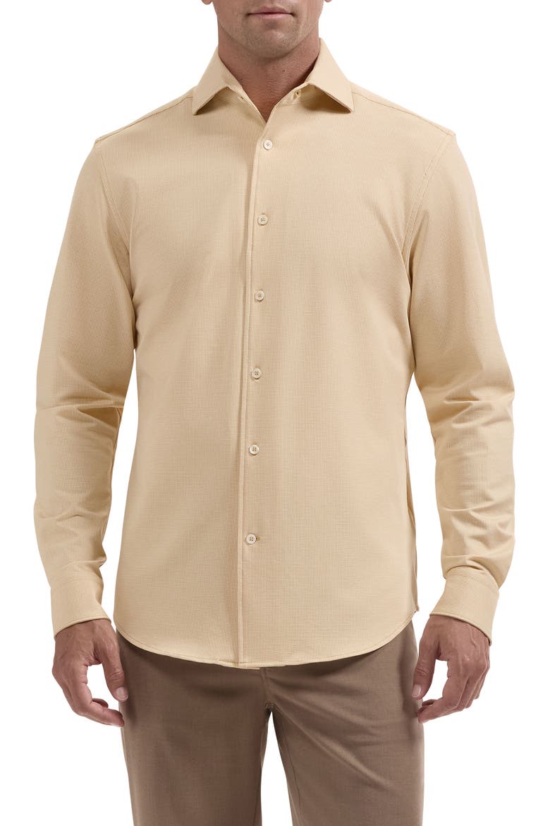 Devon OoohCotton® Houndstooth Button-Up Shirt, Main, color, DIJON