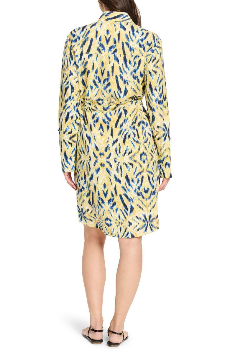 NIC+ZOE Sunny Skies Sydney Linen Blend Shirtdress, Alternate, color, Yellow Multi