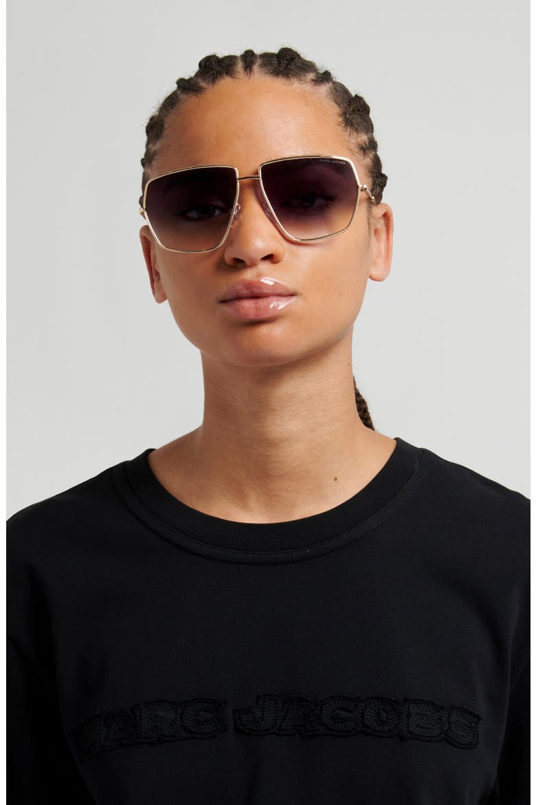 60mm Gradient Square Sunglasses, Alternate, color, GOLD BLACK/ DARK GREY SF