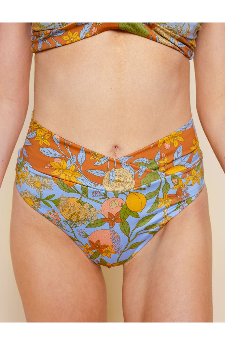 Kitty and Vibe High Hip Crossover Bikini Bottoms with Cheeky Coverage, Main, color, Aurelia