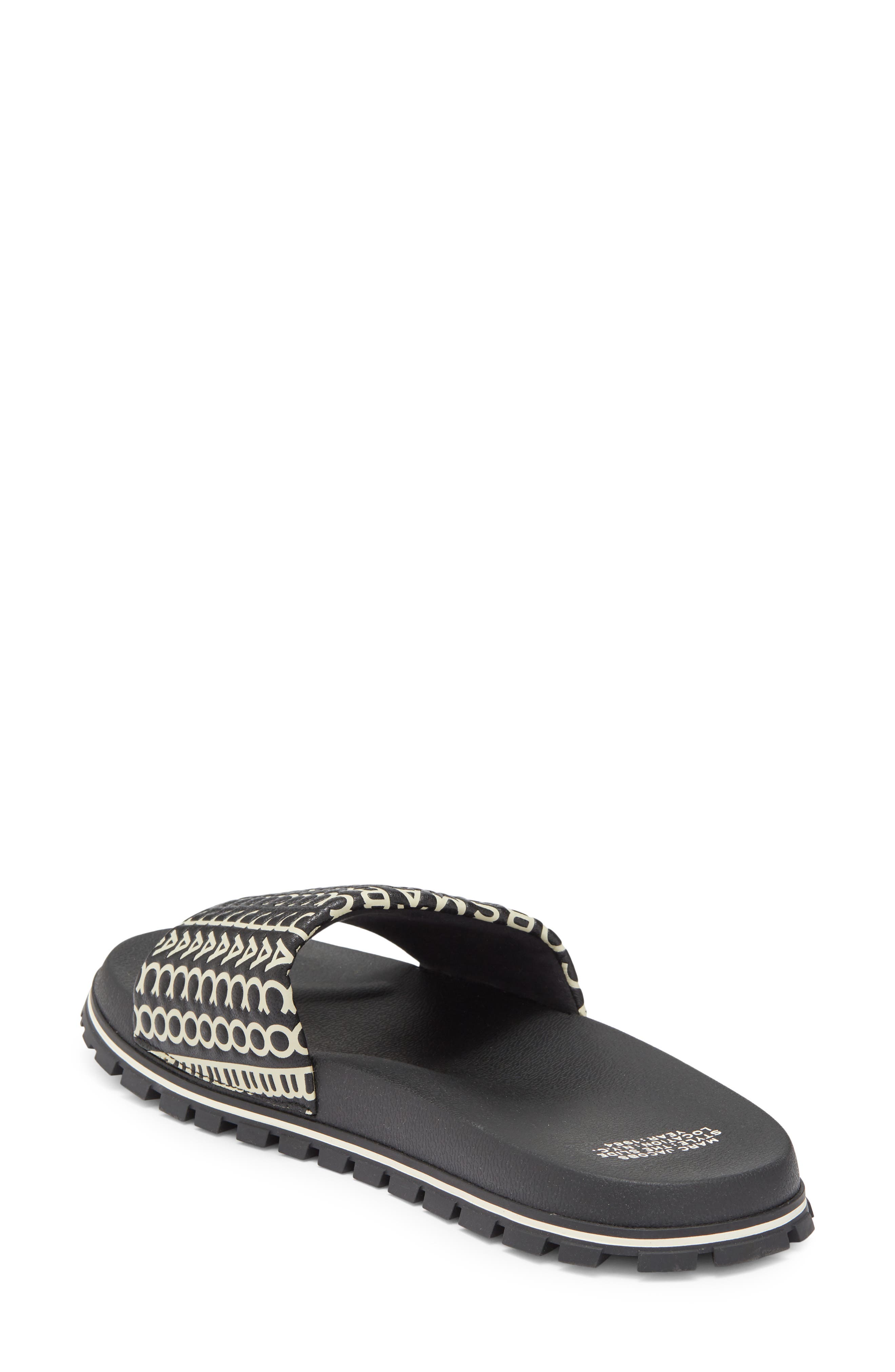 The Monogram Slide Sandal, Alternate, color, BLACK/WHITE