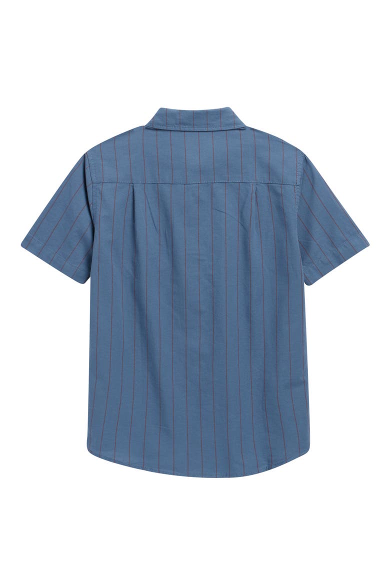 Kids' Stripe Short Sleeve Cotton Button-Up Shirt, Alternate, color, VINTAGE NAVY