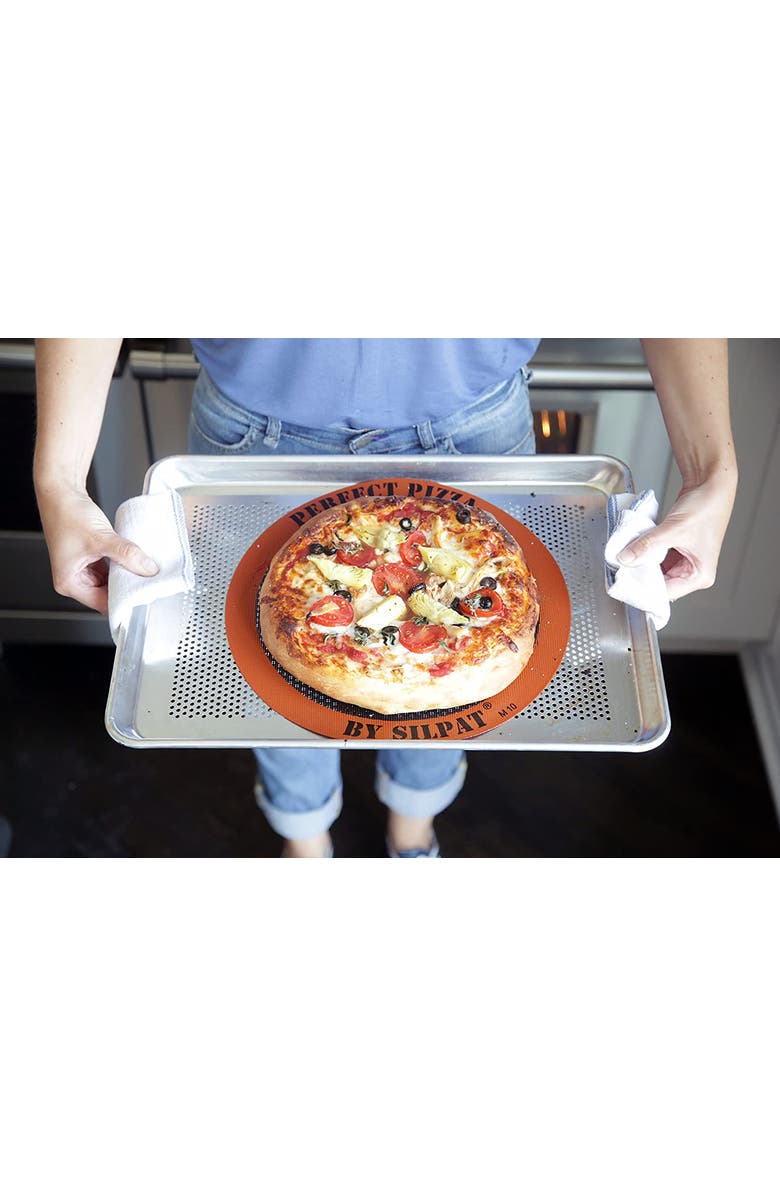 Silpat Perfect Pizza Non-Stick Silicone Baking Mat, 12" Round, Alternate, color, Orange