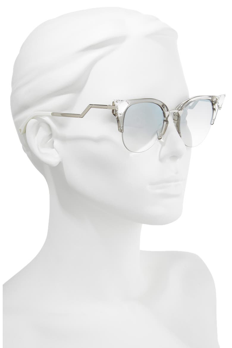 Crystal 52mm Tipped Cat Eye Sunglasses, Alternate, color, CRYSTAL/ PALLADIUM