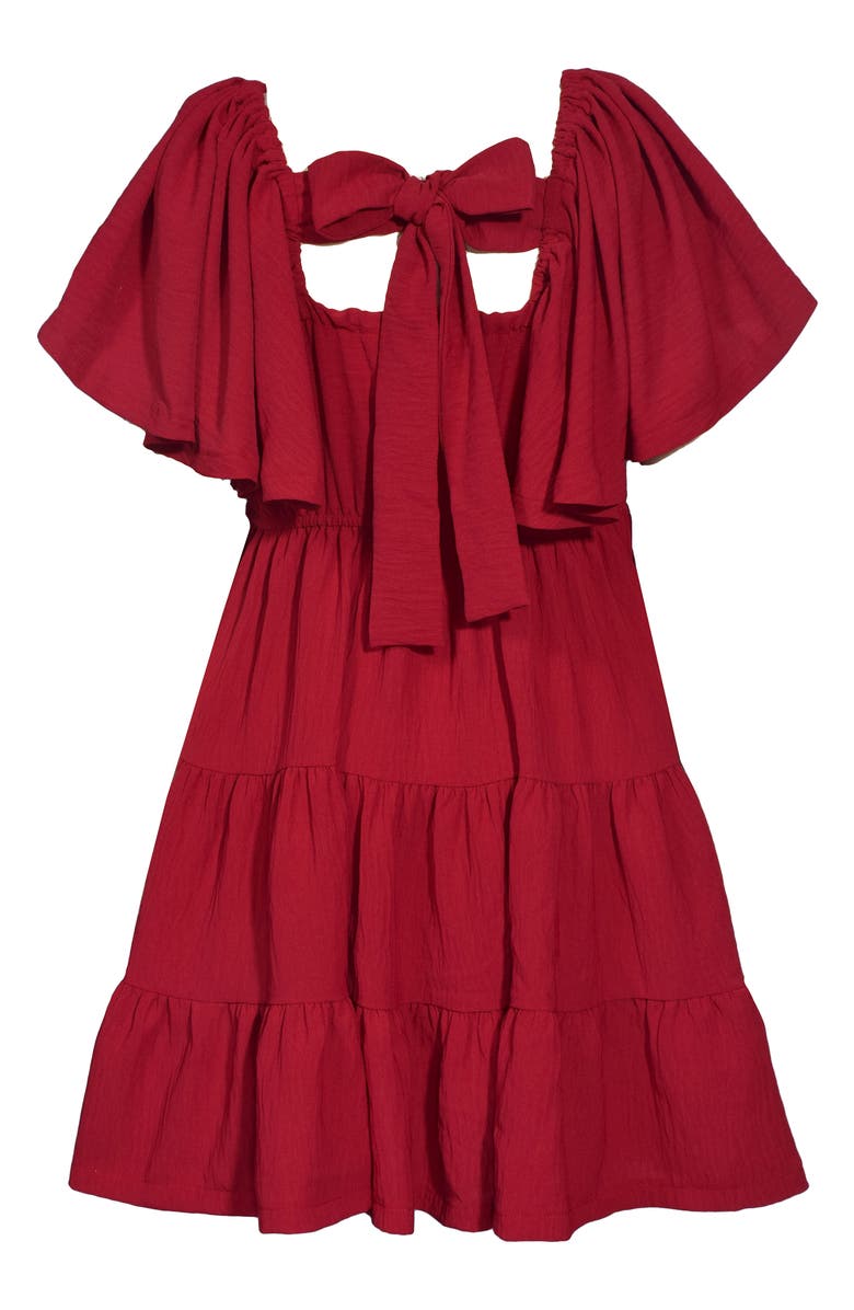 Bonnie Jean Kids' Tiered Tie Back Dress, Alternate, color, Red