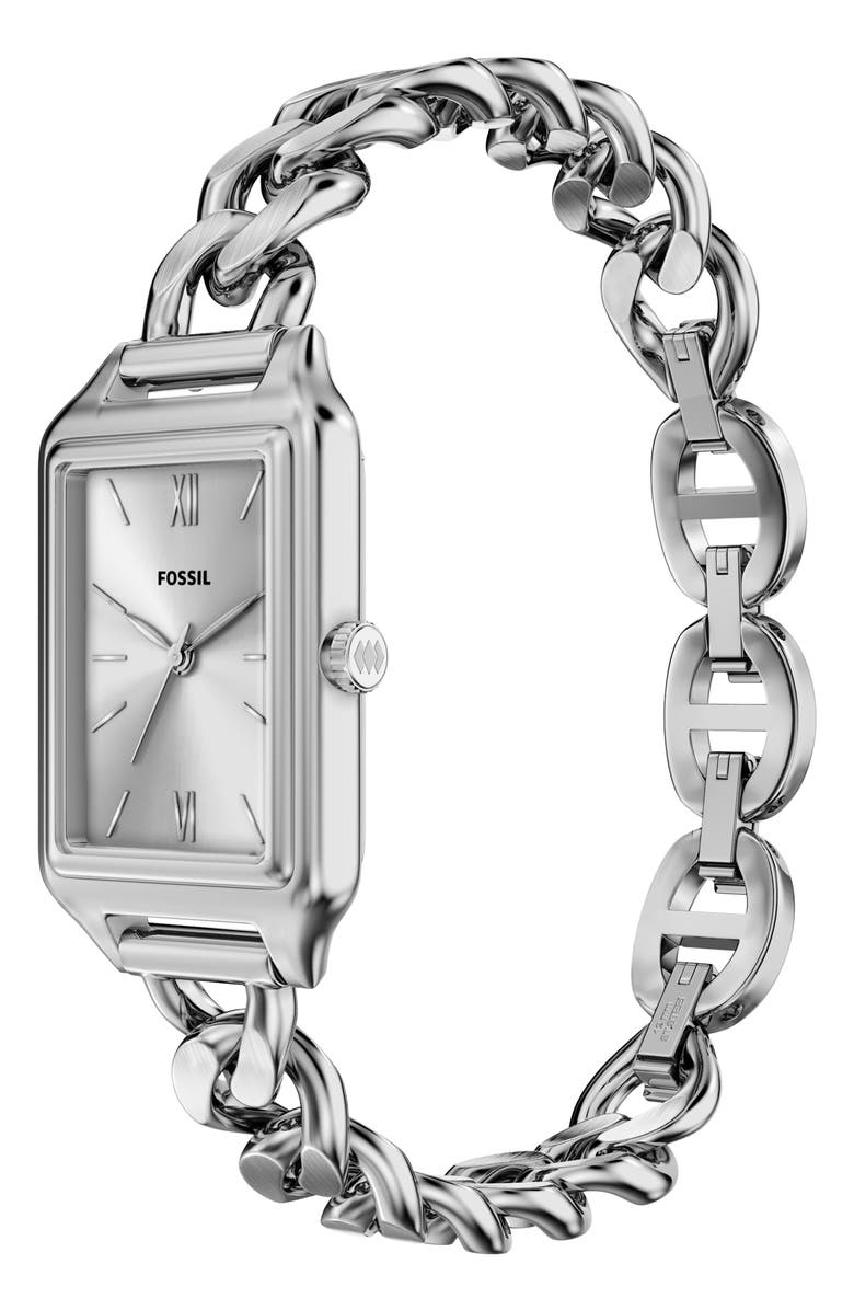 Fossil Raquel Tank Curb Chain Bracelet Watch, 23mm x 38mm, Alternate, color, 