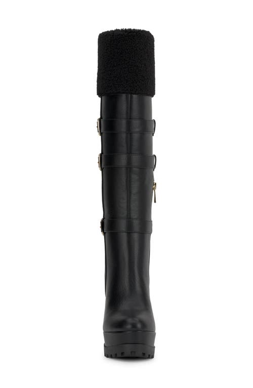 Jessica Simpson Imerald Faux Shearling Knee High Platform Boot In Black
