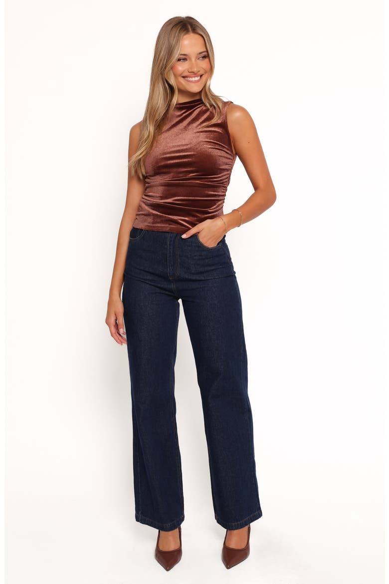 Nissa Ruched Velvet Top, Alternate, color, BRONZE