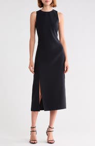 Theory Halter Neck Slit Seam Midi Dress