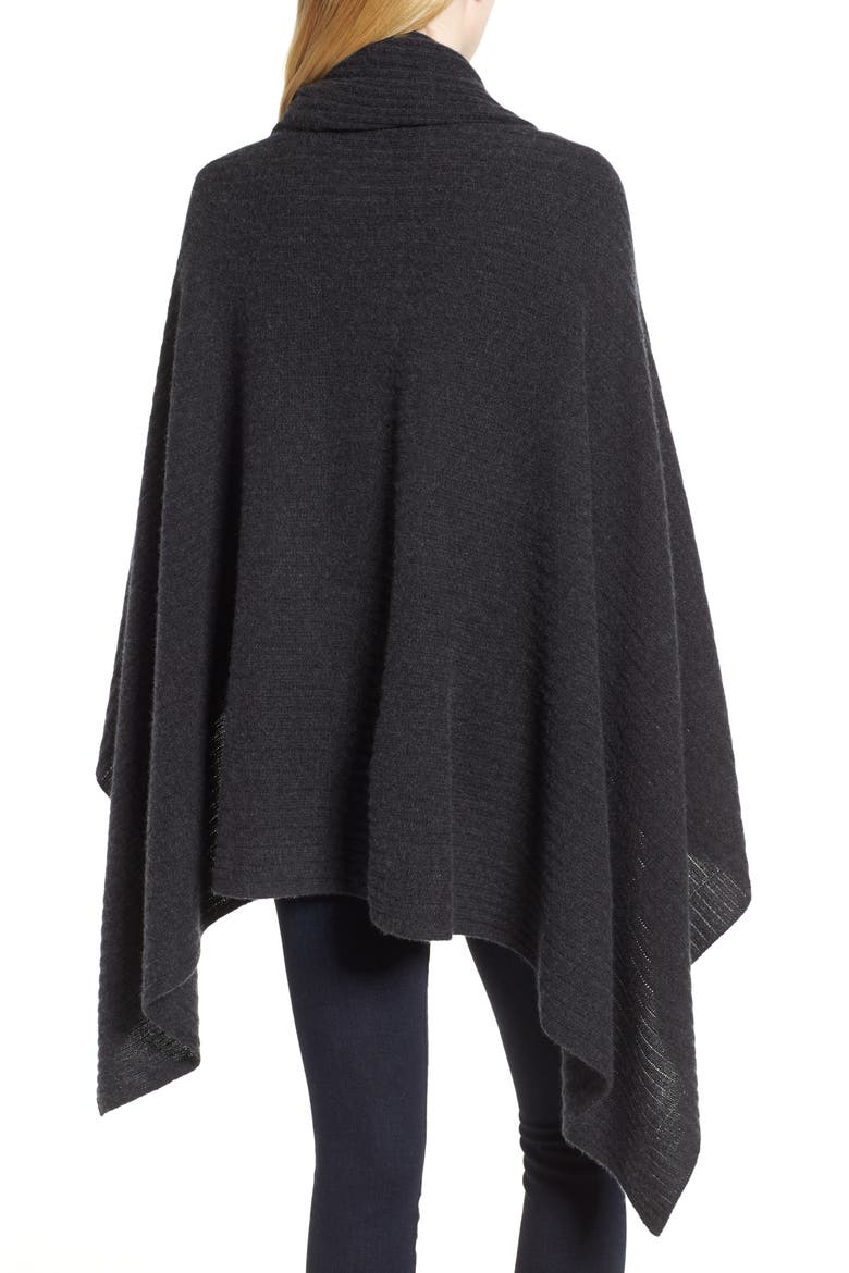 Ribbed Cashmere Wrap, Alternate, color, BLACK ROCK HEATHER