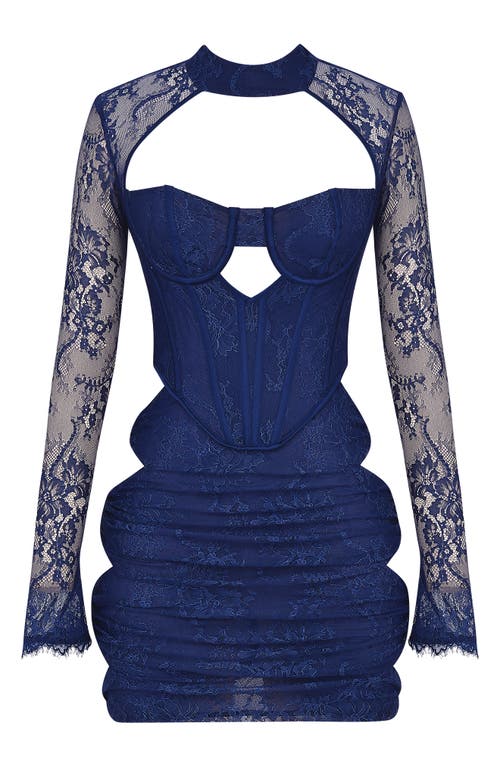 Mistress Rocks Without You Cutout Lace Long Sleeve Minidress In Navy