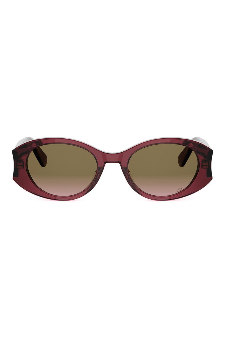 'DiorGlow B3I 51mm Oval Sunglasses, Main, color, SHINY BORDEAUX / BROWN