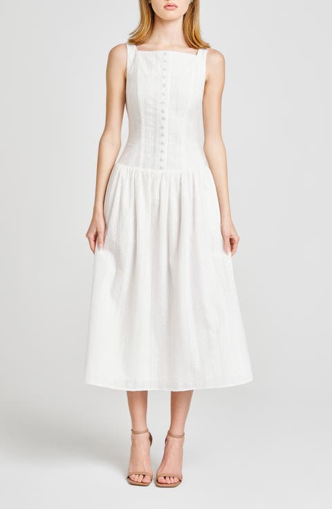 Eve Eyelet Embroidery A-Line Midi Dress