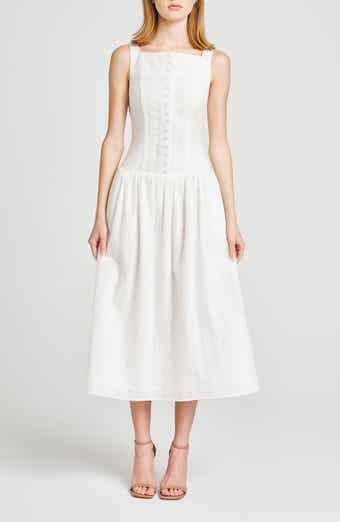 WAYF Eve Eyelet Embroidery A-Line Midi Dress