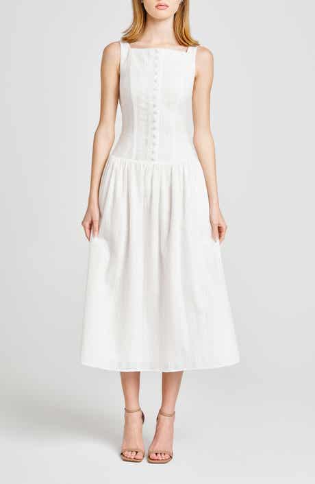 WAYF Eve Eyelet Embroidery A-Line Midi Dress