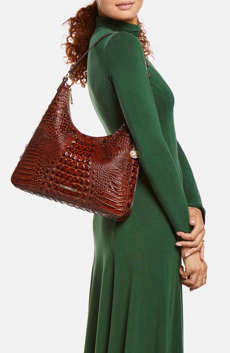 Brahmin Tabitha Croc Embossed Leather Shoulder Bag, Alternate, color,