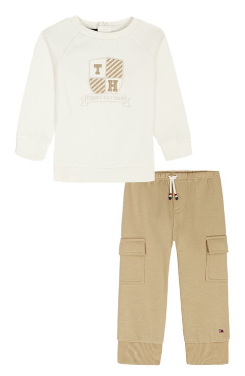 Embroidered Logo Fleece Sweatshirt & Cargo Pants Set (Baby)