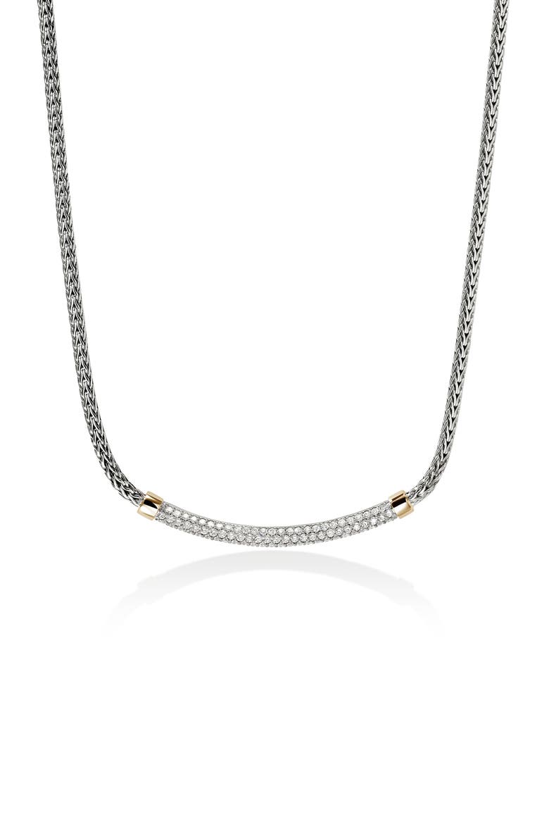 JH Essentials Pavé Necklace, 2.5mm, Main, color, SILVER