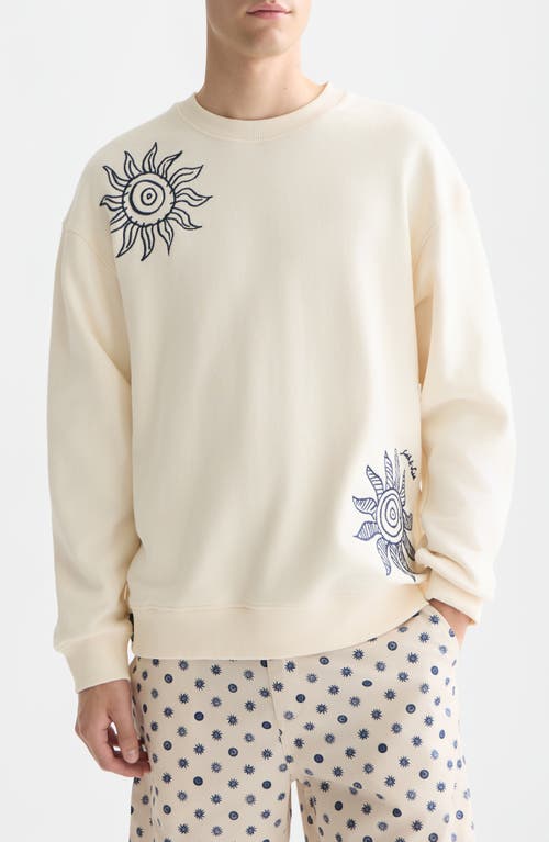 Scotch & Soda Oversize Embroidered Cotton Crewneck Sweatshirt In Yellow
