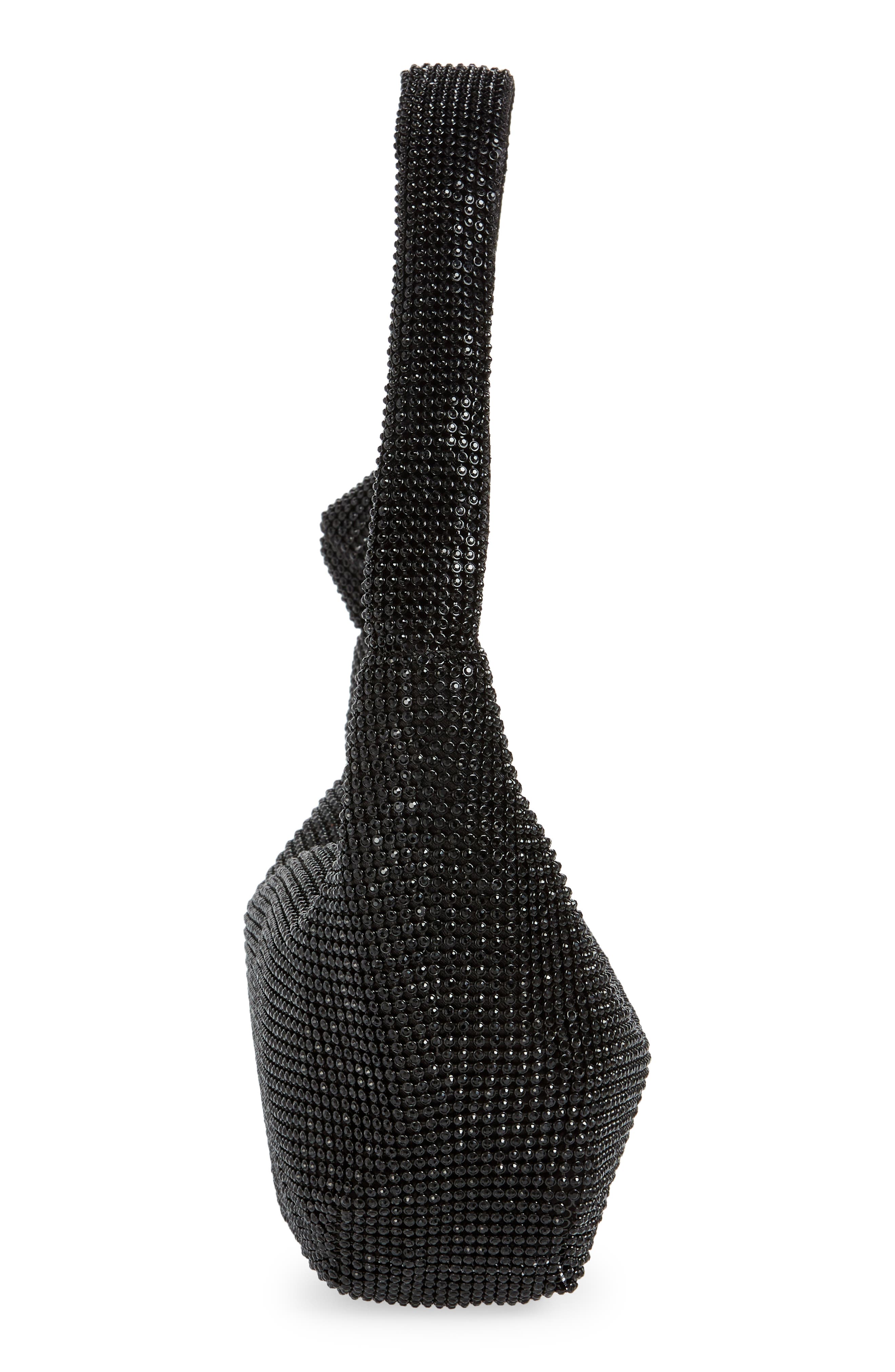 Olga Berg Jessica Crystal Croissant Bag, Alternate, color, Black