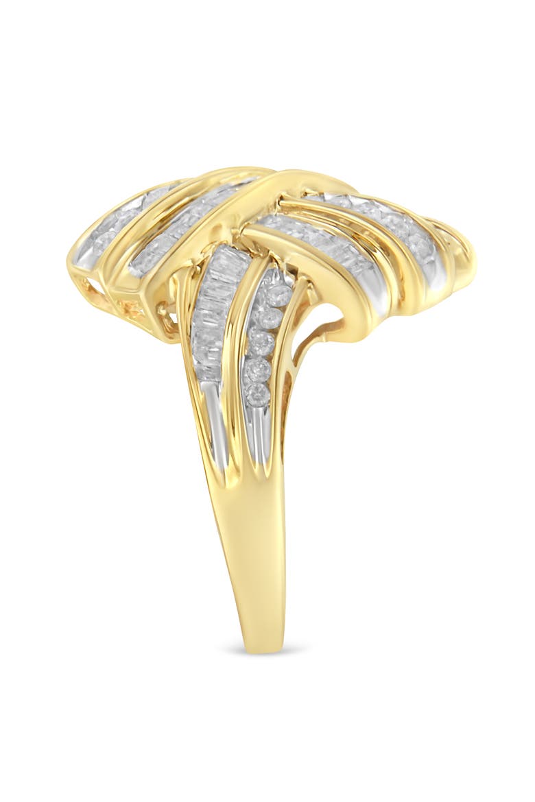 10K Yellow Gold 1 1/5 Cttw Diamond Bypass Cocktail Ring, Alternate, color, Yellow Gold