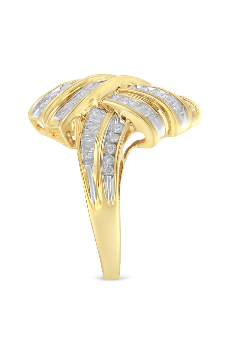 Haus of Brilliance 10K Gold Over Silver 1.0Cttw Diamond Knot Channel Statement Ring, Alternate, color, Yellow Gold Over Silver